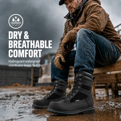 Image of Golden Retriever 6 /8 Inch Waterproof Composite Toe Work Boots for Men | Non-Metallic Safety Toe, Crazy Horse leather, Goodyear Welt Construction, Easy-On Rear Pull Loop, EH Rated Work Boots