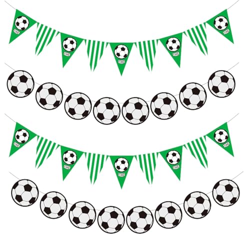 Lot de 4 Guirlandes Football Décoration Anniversaire, 2 Banderoles Ballons de Foot et 2 Guirlandes...