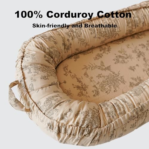 Image of Infant Lounger, Baby Nest Cover for Baby Girls & Boys, Newborn Essentials for Baby 0-12 Months, 100% Cotton Breathable (Poem Muslin)