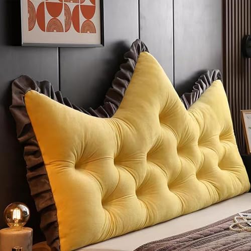 Cojín para cabecero de cama doble y king, almohada de apoyo lumbar de 180 cm, para lectura y relajación, cojín de respaldo amarillo suave (180 x 60 cm), máxima comodidad y estilo