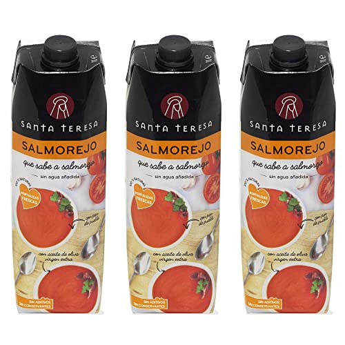 Santa Teresa - Pack 3 Salmorejo - Elaborado Con Ingredientes Naturales, Receta Tradicional Con Hortalizas Frescas, Sin Aditivos Y Sin Conservantes - 3 Litros