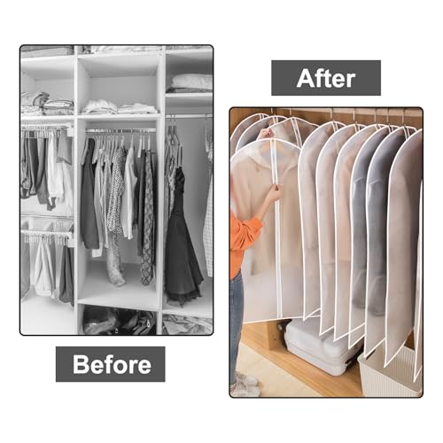 ROSYLEVE 5 Stück Kleidersack Transparente Anzug Lange 60X120 mit Reißverschluss Kleidersäcke Mottensicher Waschbarer Kleidersammler für Lange Kleider und Mäntel