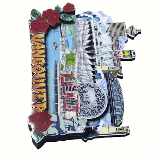 Imán de nevera decorativo de madera Vancouver Canadá miniatura 6