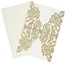 50 Sets Light Gold glitter paper Laser Cut Vintage Wedding Invitations Cards Hollow Floral Exquisite Carving Greeting invites cards for Engagement Birthday Bridal Shower (rose gold glitter)
