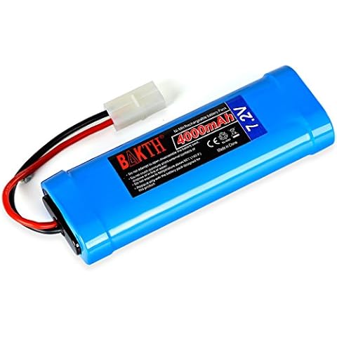 BAKTH High Capacity Security 7.2V 4000mAh Rechargeable Low Self Discharge NiMH Battery Pack for RC/Remote Control Car, Robots + Customized Coaster Cover