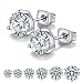 Anni Coco 18K White Gold Plated Stainless Steel Brilliant Cut Round Clear CZ Stud Earrings, 4-9mm 6 Pairs