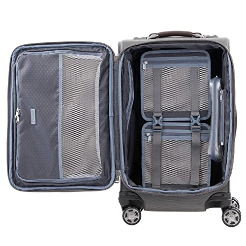 Image of Travelpro Platinum Elite Softside Expandable Luggage, 8 Wheel Spinner Suitcase, TSA Lock, Men and Women (Vintage Grey, 2-Piece Set (21 /25))
