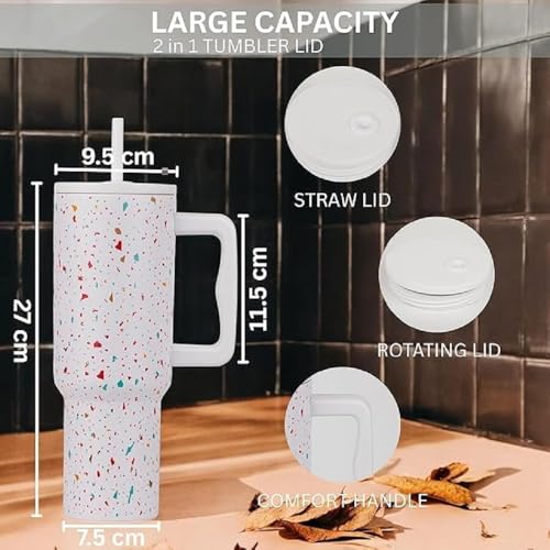 Image of Stainless Steel 1200 ml Vacuum Tumbler with Lid & Straw - Double‑Wall Insulated Cup for Travel, Gym & Office - Keeps Beverages Hot or Cold - 1.2 L Capacity (Skin Paint)