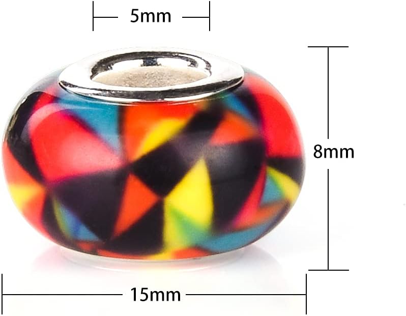 120 Pieces Assorted European Craft Beads Large Hole Lampwork Spacer Beads Colorful European Beads for DIY Necklace Bracelet Jewelry Making (Out Flower) - Image 4