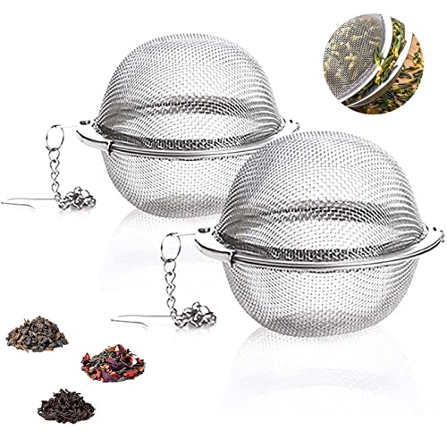 Lot de 2 Infuseurs à Thé en Acier Inoxydable 5,5cm, Passoire à thé avec Crochet à Chaîne Allongé et Maille extra fine pour Infuser du Thé en Vrac des Épices et Assaisonnements