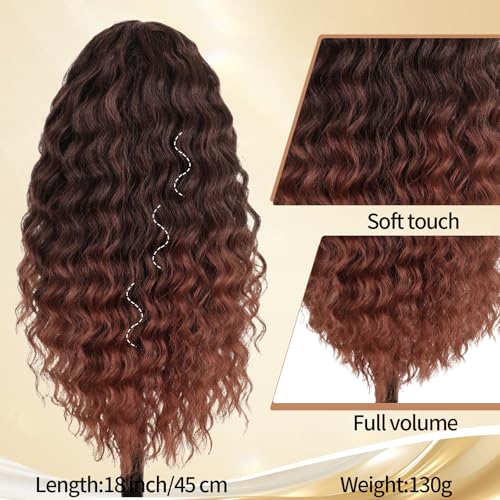GKtineke Ponytail Extension Drawstring Ponytail for Black Women 18 Inch Long Afro Curly Fluffy Pony Tails Hair Extensions Synthetic Ponytail for Daily and Party(Ombre Brown)