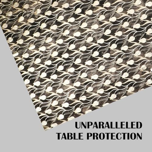 Image of Dakshya Industries PVC Waterproof Withoutlace Dining Table Cover (Size - 54X78 Inch) Rectangle 6 Seater Heat Rasistant, Miller Black