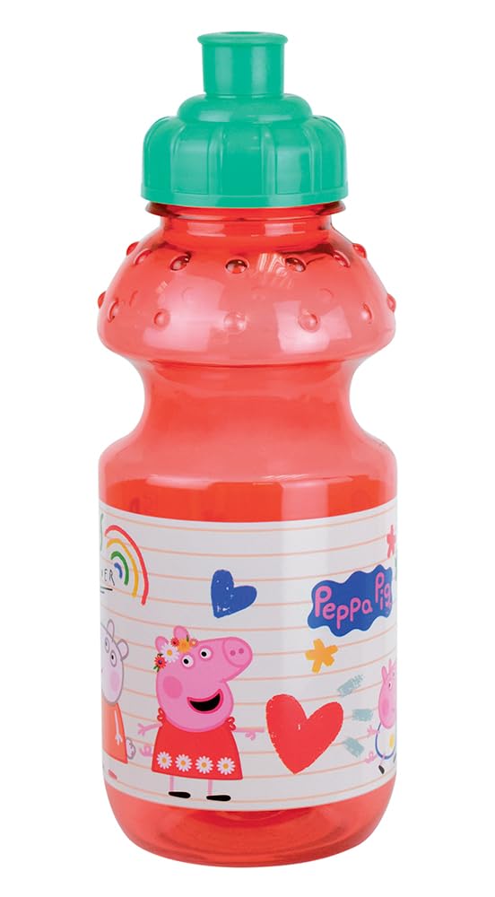 PEPPA PIG - Juego de vasos para niños con 1 asiento hueco, 16 cm de diámetro, 1 asiento de 22 cm de diámetro, 1 vaso de 220 ml, 1 cucharón de 350 ml y 1 recipiente para beber, recipiente reutilizable