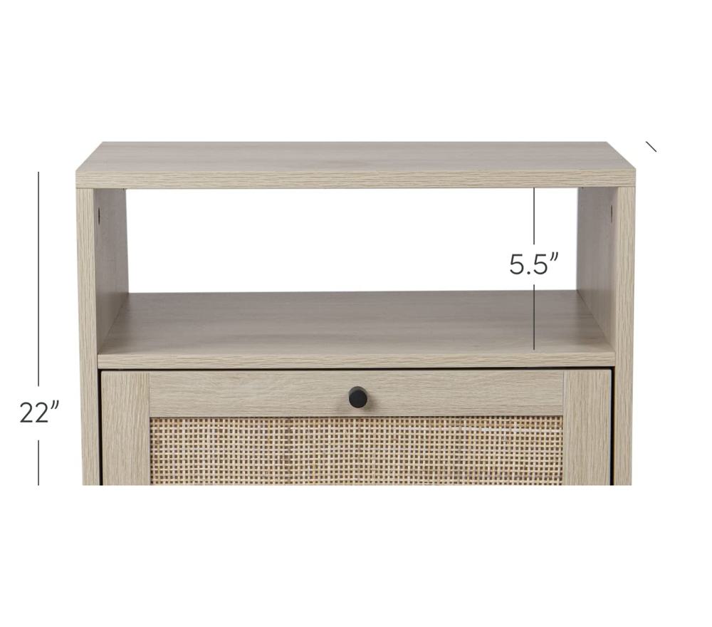 Amazon.com: Nathan James Mina Rattan Wood End Side Accent Table