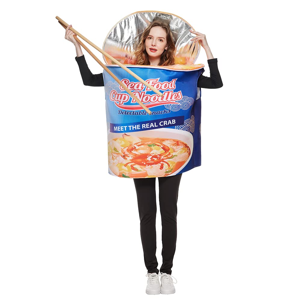 EraSpooky Costume da ciotola per noodle per adulti unisex per uomini e donne cibo divertente vestito per feste di Halloween