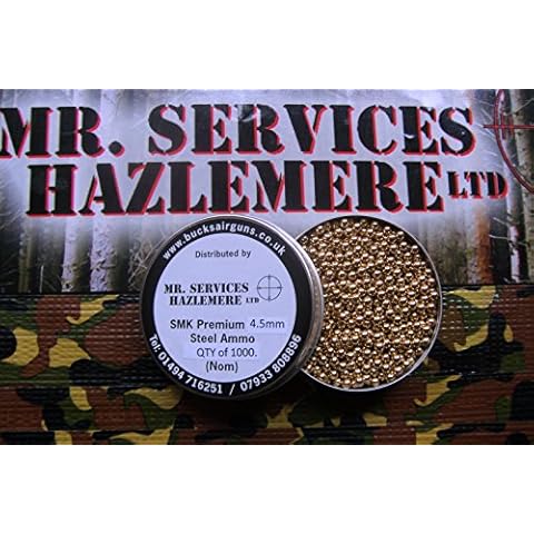 MR SERVICES HAZLEMERE LTD. 1000 QTY - SMK PREMIUM 177-4.5mm bb BB AMMO COMPLETE WITH CARRY TIN Cover