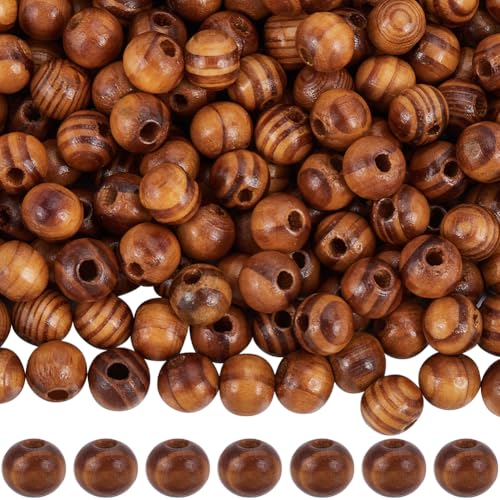 GORGECRAFT 200pz Cuentas de Madera Natural de 10mm Pequeñas Cuentas de Madera Burlywood con Agujero de 2mm Cuentas de Madera Redondas Cuentas Espaciadoras Sueltas de Madera para Manualidades Macramé