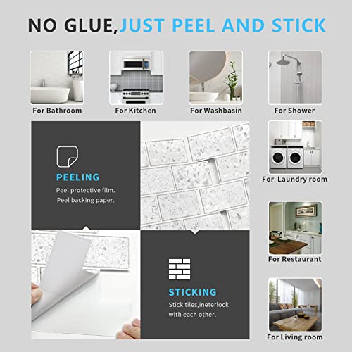 Urcolor 10-Sheet Peel And Stick Backsplash For Kitchen,12"X12" Self Adhesive Wall Tiles Stick On Back Splashes For Bathroom White #TOP5