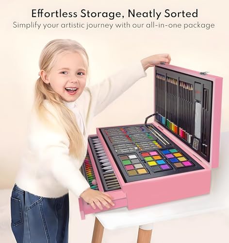 Cool Bank AS175 194 Piece Deluxe Art Set, Painting Drawing Art Supplies With 4 Drawing Pads, Acrylic Paints, Crayons, Colored Pencils Set In Wooden Case, Art Kit Gift Box For Kids, Teens, Adults, Artists thumb #4
