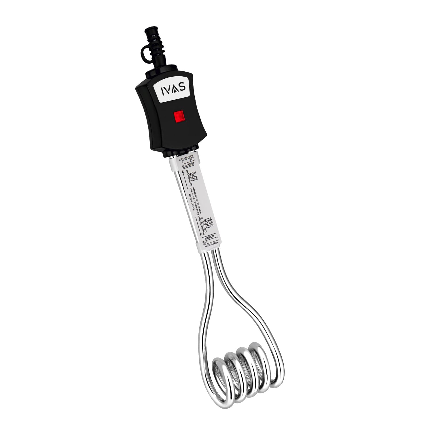 IVAS 1000 W Immersion Rod, Water-proof, Low Cost Water Heating, Indicator Light, High Grade Nickel Coated Copper Element, Bucket Clip, Double ISI Certified, 2-year warranty-image-0