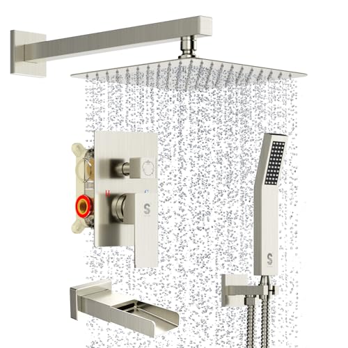 Image of SR SUN RISE 10'' All-Metal Shower System with Tub Spout Handheld Sprayer