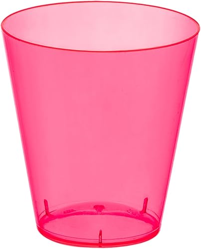 Party Essentials Vasos de chupito de plástico duro de 2 onzas, rosa neón, 60 unidades