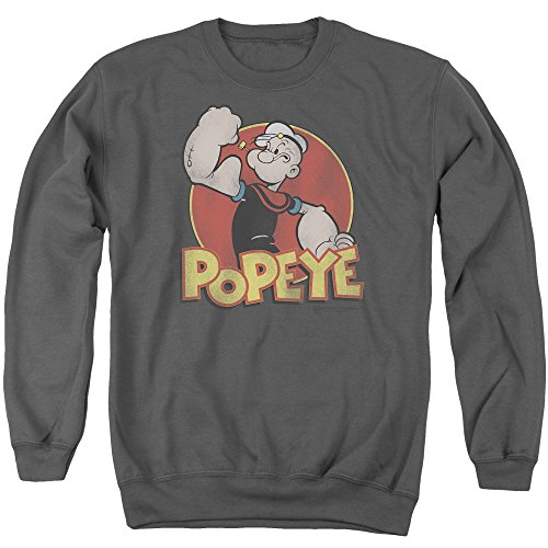 Popeye Retro Ring Unisex Adult Crewneck Sweatshirt for Men and Women, X-Large Charcoal