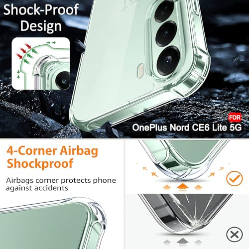Image of TheGiftKart Crystal Clear Back Cover Case for OnePlus Nord CE 6 Lite 5G | 360 Degree Protection | Shock Proof Design | Transparent Cover Case for OnePlus Nord CE6 Lite (PC & TPU, Transparent Bumper)