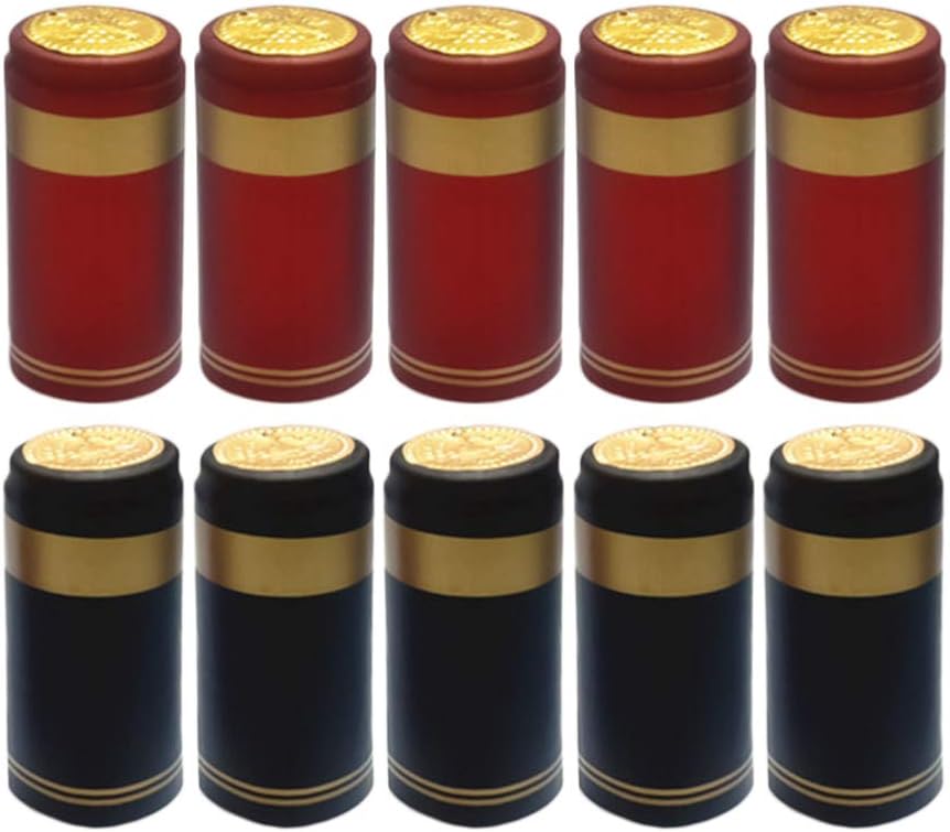 Hemoton 200 pcs Wine Heat Shrink Capsules Pvc Wine Bottle Shrink Caps with Tear-off Tab Red Heat Cap for Straight Mouth Bottles Family Accessories Homebrew Bottling