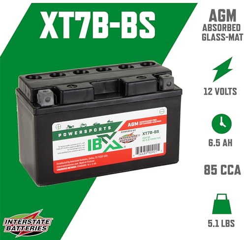 Image of Interstate Batteries IBX YT7B-BS Powersports Battery 12V 6.5Ah 85CCA AGM