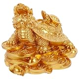 Ornement de dragon : la statue de tortue est réaliste et créative, avec une couleur dorée brillante, pas facile à décolorer, figurines de dragon en résine