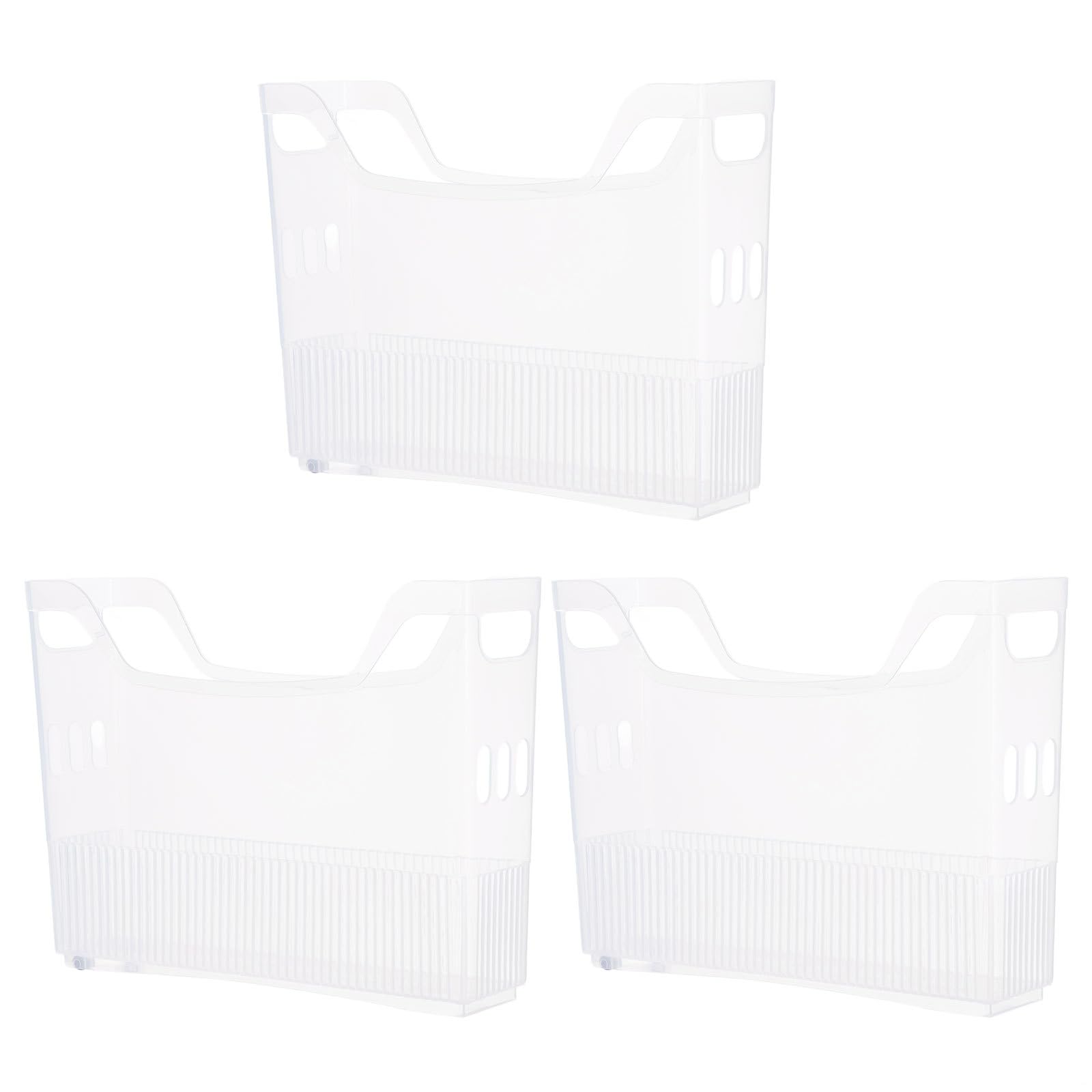 3 szt. organizerów do zamrażarki do układania w stos, przezroczyste plastikowe przechowywanie spiżarni, 30 x 25 x 3,5 cm kosze na kółkach z kółkami, rozwiązanie do przechowywania w kuchni i biurze
