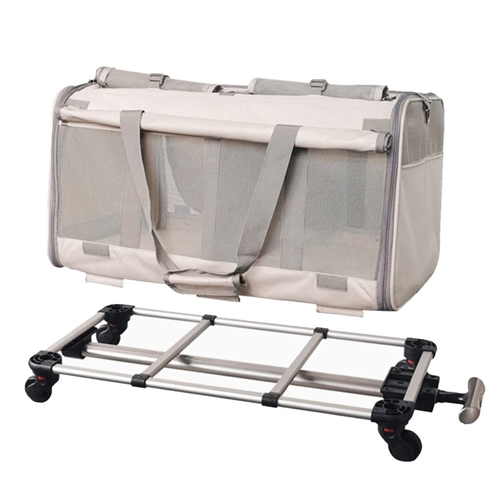TRB Trasportines Perro Conejo Portátil para Perros Pequefios, Cochecito Transportin Gato Plegable para 2 Gatos, Carrito Pequefios Transpirable Mochila para Gato con Ruedas