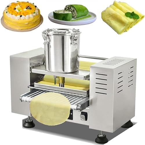 Mille-Feuille Cake Crust Machine, 6/8-Inch Pancake Maker, Conveyor Belt, 0-200°C, 100-300 Pcs/Hr, Ideal for Durian Cakes & Professional Kitchens