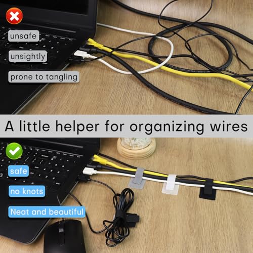 60Pack Bridas de Gancho y Bucle con Clips Adhesivos para Cables, Organizador de Cables para Oficina y Uso en el Hogar miniatura 6