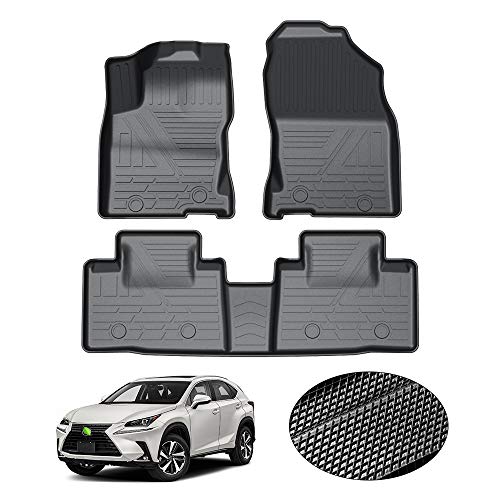 KUST Floor Mats for 2015-2021 Lexus NX300/ NX300h /NX 200t (Not for 2022 Lexus NX) All Weather Floor Mats Liners 1st & 2nd Row Non-Slip Black
