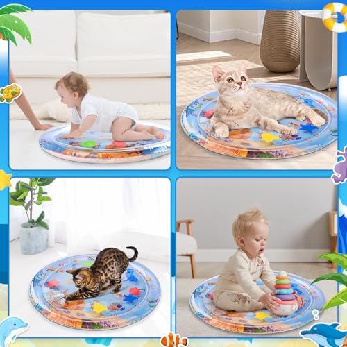 YAOZUP Katzen Spielmatte Wasser, Hochwertige Verdickte Sensorische Wasser Spielmatte, Aufblasbare wassersensor spielmatte, Sensor Water Playmat, Sommer Interaktives Wassermatte für Katzen Hunde Kinder