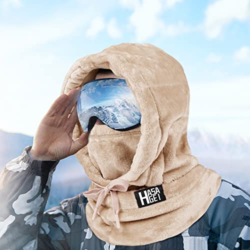 Hasagei Ski Mask For Women Balaclava Women Men Windproof Thermal Hood Winter Neck Warmer With Plush Apricot thumb #5
