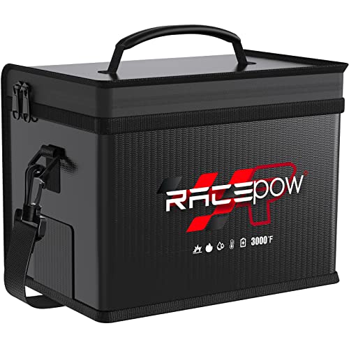 RACEPOW Lipo Battery Safe Bag - Fireproof Explosion-Proof Organizer for Storage, Transportation...