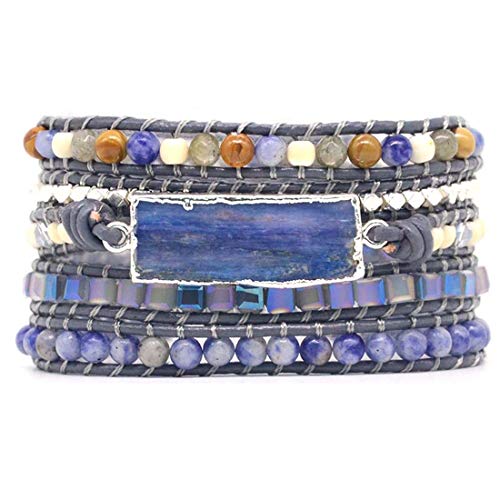 Image of YGLINE Boho Handmade Wrap Leather Tube Crystal Stone Bracelet for Women