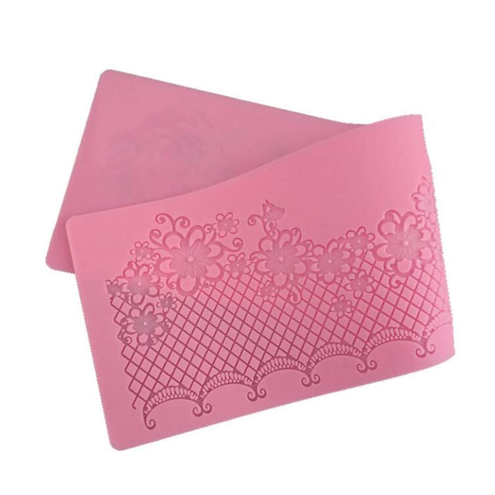 Valink B Flower Impression Lace Silicone Mold For Wedding Fondant Cake Decorating - Akeware Tool, Cupcake Gumpaste Chocolate Mould, Order Edge Decoration Embossed Pad (B)