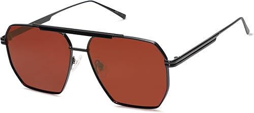 SOJOS Gafas de sol polarizadas cuadradas de gran tamaño retro para mujeres y hombres, tonos vintage, UV400, lentes de sol clásicos grandes de metal