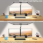 Micomlan Led Desk Lamp with Clamp, Architect Desk Lamp for Home Office with Atmosphere Lighting, 24W Ultra Bright Auto Dimming Computer Light Stepless Dimming and Tempering LED Table Light - Image 2