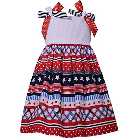 Bonnie Baby Girls' Mixed-Print Dress- White (3/6 Months) Cover