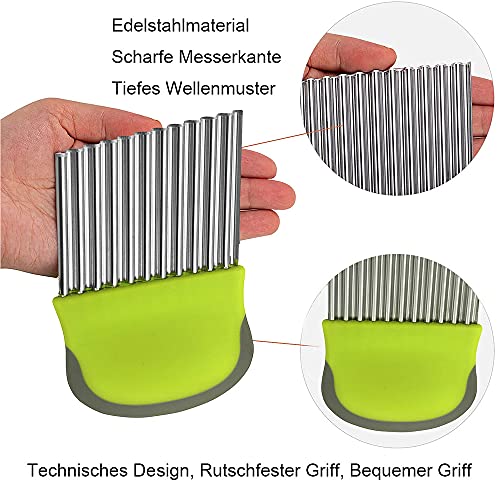 BESSIKON® 1 Piece Vegetable Slicer French Fries Cutter for Kids, Potato Cutter, Stainless Steel, Ribbed Blade for Vegetables, Fruits, Salad Cutter, French Fries, Golf Knife, Baby Knife - Image 5