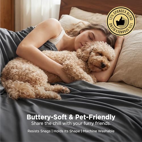 Image of Bedsure Lightweight Cold Blanket for Summer, Bed Cooling Blanket Queen Size for Hot Sleepers, Ice Cool Essentials for Hot Nights, Breathable Thin Bedding for Teens, Adults, Dark Grey, 90 inch x 90 inch