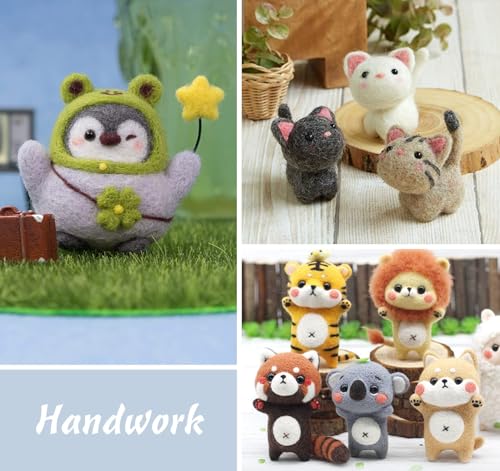 Homewit Nadelfilz Set, 40 Farben, je 5 Gramm Filzwolle zum Stricken mit Werkzeug Set, Filzwolle Basteln Nadelfilz Starter Kit, Wolle Roving Schafwolle DIY Filznadeln DIY Starter Kits für Anfänger