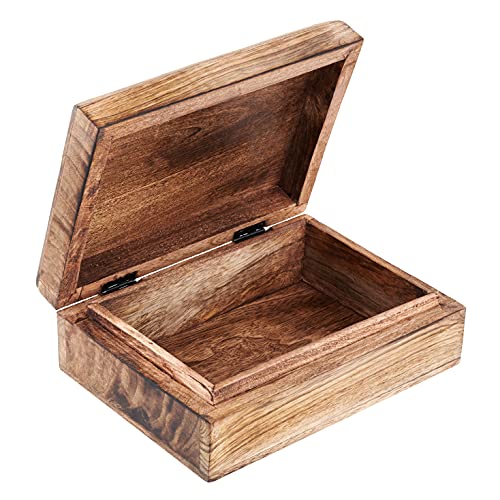 Decorative Wooden Treasure Box With Leaf Engraved Art, Trinket Box, Mini Storage Chest For Jewelry, Jewelry Box, Memento Case, Wood Holder For Miscellaneous Teabags Coins, Rustic Antique Distressed Container #TOP6