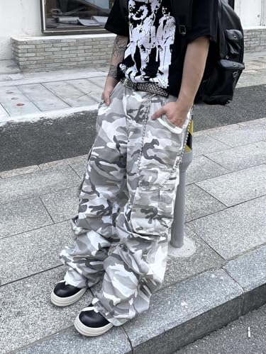 Baggy Denim Cargo Pants for Men with Pockets Mid Weight Wide Leg Hip Hop Skater Jeans Streetwear4