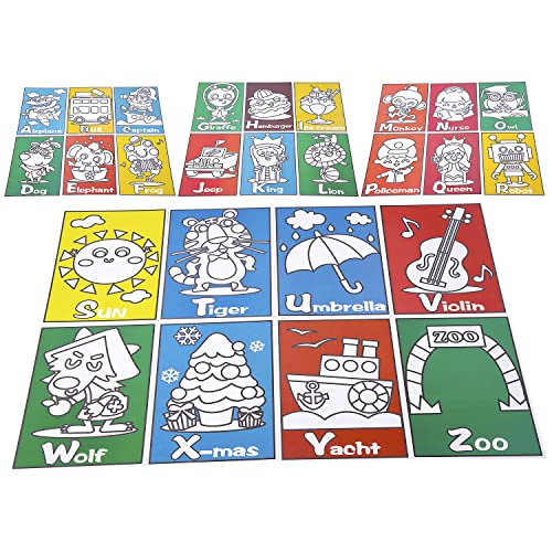 Sand Painting Art Kit With 26 Sheets Of Various Alphabet A-Z Word Picture Cards & 12 Bottles Of Colorful Sands, Preschool Diy Toys Educational Creative Activity Practice Craft Set For Kids #TOP6